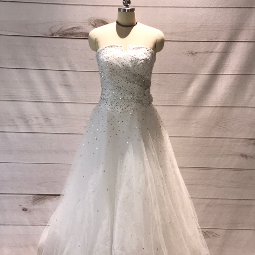 Strapless Sequined Gown w/Tule Skirt - Size 7/8